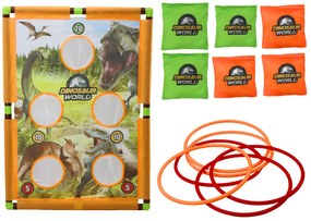 LEAN TOYS Arkádová hra – Hoď vrecko, obruč – dinosaurus