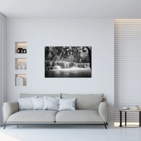 Obraz - Čiernobiely vodopád (90x60 cm)