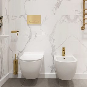 Rea Carter Rimless, závesné WC misa 490x370x325 mm + toaletné WC sedadlo, biela lesklá, REA-C1400