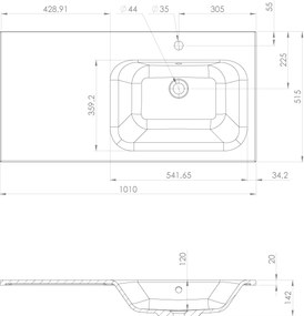 Sapho Sapho, LOREA skrinka 100x46x51,5cm (30P+70cm), pravá, dub Alabama/biela matná, LE070-2231-R-12