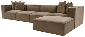 Rohová pohovka Sora s rámom zo 100% hrabového dreva 430 x 102 cm, pravá, hnedá
