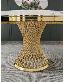 EXKLUZÍVNY STÔL AUDREY BIELY MRAMOR + ZLATÝ PODSTAVEC 130 cm