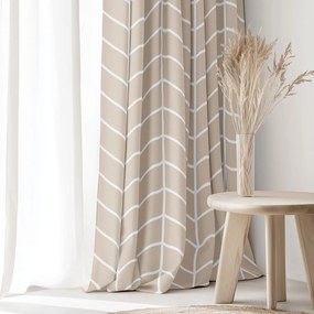 Goldea bavlnený záves - biely cikcak na béžovom 240x150 cm