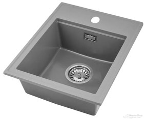 Gamma Modern 4050, 1-komorový granitový drez 400x500x180 mm, šedá, GMA-ZM-4050-G