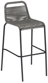 Sivá barová stolička s oceľovou konštrukciou Kave Home Glenville, výška 74 cm