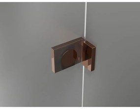 Mexen Lunar, L päťuholníkový sprchový kút naklápací doľava 80 x 90 cm, 8mm číre sklo, profil ružové zlato, 831L-080L-090P-60-00-L
