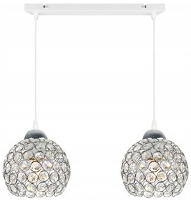 Závesné svietidlo Crystal, 2x strieborné krištáľové tienidlo, (chrómové uchytenie), w