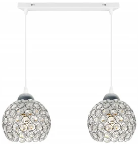 Závesné svietidlo Crystal, 2x strieborné krištáľové tienidlo, (chrómové uchytenie), w