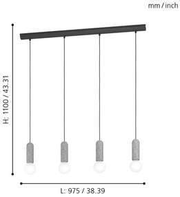 Eglo 39832 - Luster na lanku GIACONECCHIA 4xE27/40W/230V