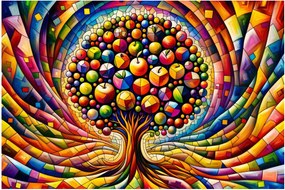 Obraz – Farebný strom s jablkami (90x60 cm)