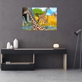 Obraz - Žirafia rodina (90x60 cm)