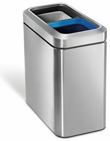 Hranatý otvorený kôš na triedený odpad 10 + 10 l, matná oceľ, nerez