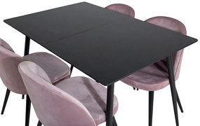 Silar Velvet stolová súprava čierna/ružová