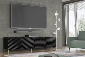 TV stolík/skrinka Surfy 4D (čierna  lesklá + zlatá). Akcia -19%. Vlastná spoľahlivá doprava až k Vám domov. 1125127