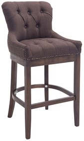 Barová stolička Buckingham látka, drevené nohy tmavá antik - Hnedá