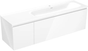Mexen Orio, kúpeľňová skrinka 160 cm s pravým umývadlom Vela, 1S, 1D, biela lesklá, 91A13-16047-3-BBFF00-W23P00