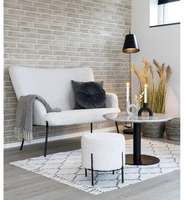 Bielo–čierny okrúhly konferenčný stolík s doskou v dekore mramoru 70x70 cm Bolzano – House Nordic