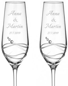 Svadobné poháre na šampanské Venezia s kryštálmi Swarovski 230 ml 2KS