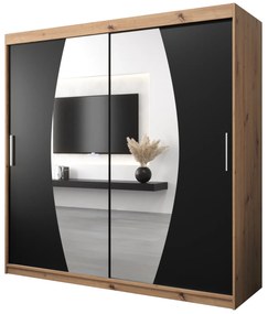 Šatníková skriňa 200 cm Eclipse (dub artisan + čierna matná). Akcia -35%. Vlastná spoľahlivá doprava až k Vám domov. 1063436