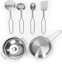 Detská drevená kuchynka ECOTOYS s LED a zvukmi, otvárateľné skrinky, 7 kovových doplnkov