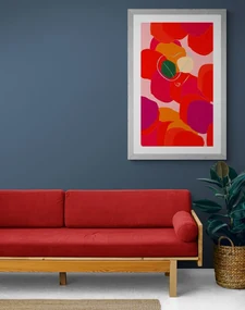 Plagát s paspartou pestrofarebné línie listov - 20x30 silver