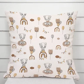 Biante Detská bavlnená obliečka na vankúš Sandra SA-454 Medvedíky s balónikmi na béžovom 70 x 90 cm