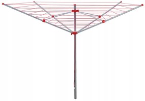 Erga Garden 5000, voľne stojaci 4-ramenný záhradný sušiak na bielizeň 200x200x195 cm, strieborná-červená, ERG-SEP-10SUSOGRGAR50