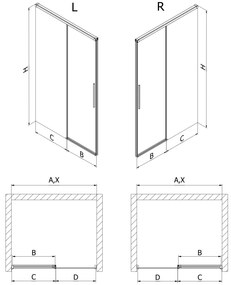 Mexen Rox, posuvné sprchové dvere 135 cm, 8mm číre sklo, biely profil, 8C2-135-000-20-00