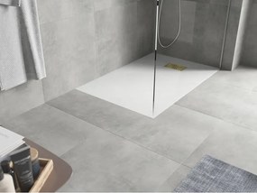 Mexen Hugo, obdĺžniková sprchová vanička SMC 110 x 90 cm, biela, zlatá krytka, 42109011-G