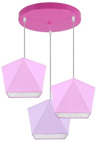 Detské závesné svietidlo Diamond, 3x textilné tienidlo (mix 10 farieb), (výber z 5 farieb konštrukcie), o