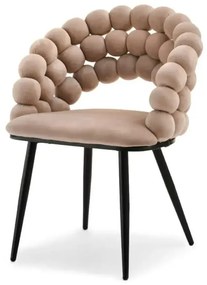 Dizajnová čalúnená stolička MOLLY béžová + čierne nohy