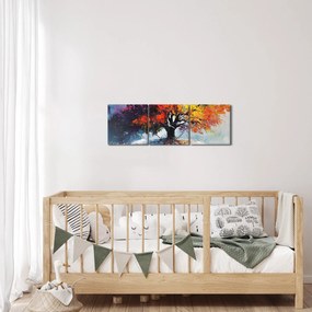 Obraz - Pestrofarebný strom (s hodinami) (90x30 cm)