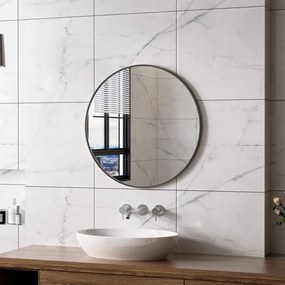 Erga Round, okrúhle zrkadlo 70cm, čierny rám, ERG-V01-ROUND-7070-BK