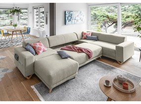 Béžová rozkladacia/s úložným priestorom rohová pohovka (pravý roh/do tvaru "U") Classy Sophie – Miuform