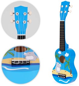 Detská drevená gitara, modrá, ECOTOYS
