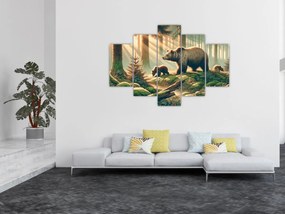 Obraz - Medvede v lese (150x105 cm)
