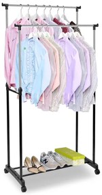 Vešiakový stojan na kolieskach WALERIA čierny