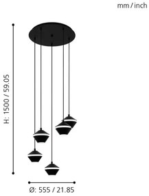 Eglo 98683 - LED závesný luster na lanku PERPIGO 5xGU10/5W/230V