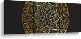 Obraz zlaté abstrakcie (s hodinami) (90x30 cm)