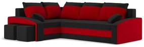 Rohová sedačka Gyan (čierna + červená) (s taburetkou) (L). Vlastná spoľahlivá doprava až k Vám domov. 1066846