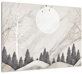 Sklenený obraz - Zimná krajina (70x50 cm)