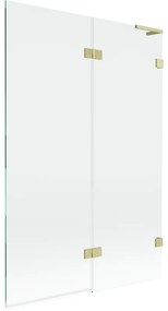 Mexen Lunar L, 2-krídlová vaňová zástena pravá 120 x 150 cm, číre sklo, zlatá matná, 897L-120-100-55-00-P
