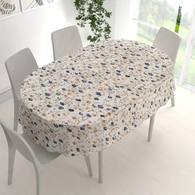 Biante Bavlnený oválny obrus Sandra SA-630 Modro-hnedé vlčie maky na svetlo vanilkovom 50x100 cm
