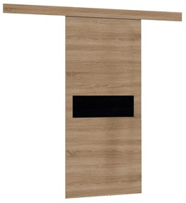 Posuvné dvere Mereno IV 90, Farba:: jaseň tmavá / jaseň tmavá + čierny lacobel