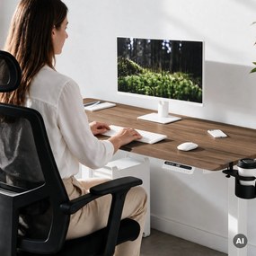 Elektrický stôl s nastaviteľnou výškou ergonomický biely/orech,1600x800 mm: ARIA