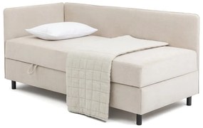 Béžová čalúnená jednolôžková posteľ s úložným priestorom s matracom 90x200 cm Avela – Bonami Selection