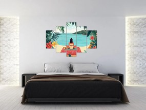 Obraz - Jogínka na pláži (150x105 cm)