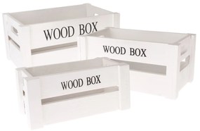 Sada drevených debničiek Wood Box, 3 ks, biela