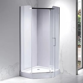BPS-koupelny Päťuholníkový sprchový kút KZ91A 80x80 chróm/transparent + vanička SXL07A WH biela