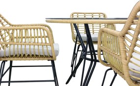 Garden Line ZÁHRADNÝ NÁBYTOK (STÔL, 4 STOLIČKY) – HNEDÝ, VANKÚŠE – ŠEDÉ *7503